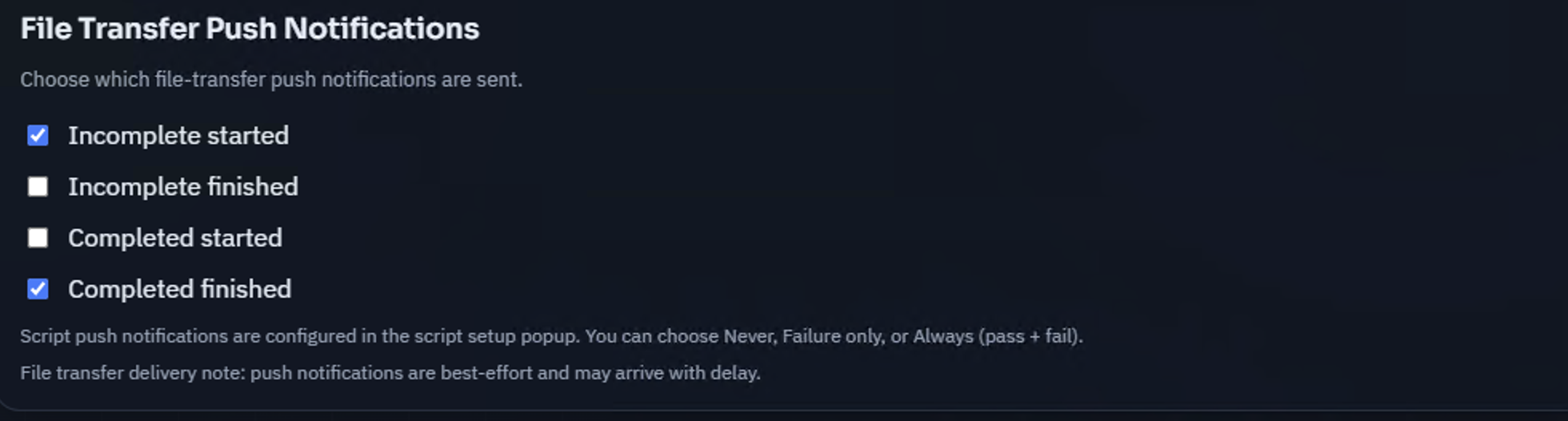 Klypp Server file-transfer push-notification settings