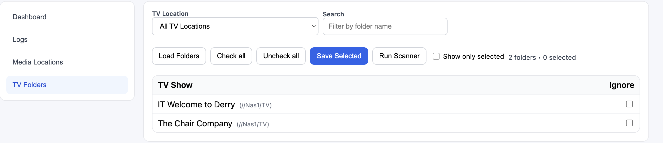 Example TV folder mapping